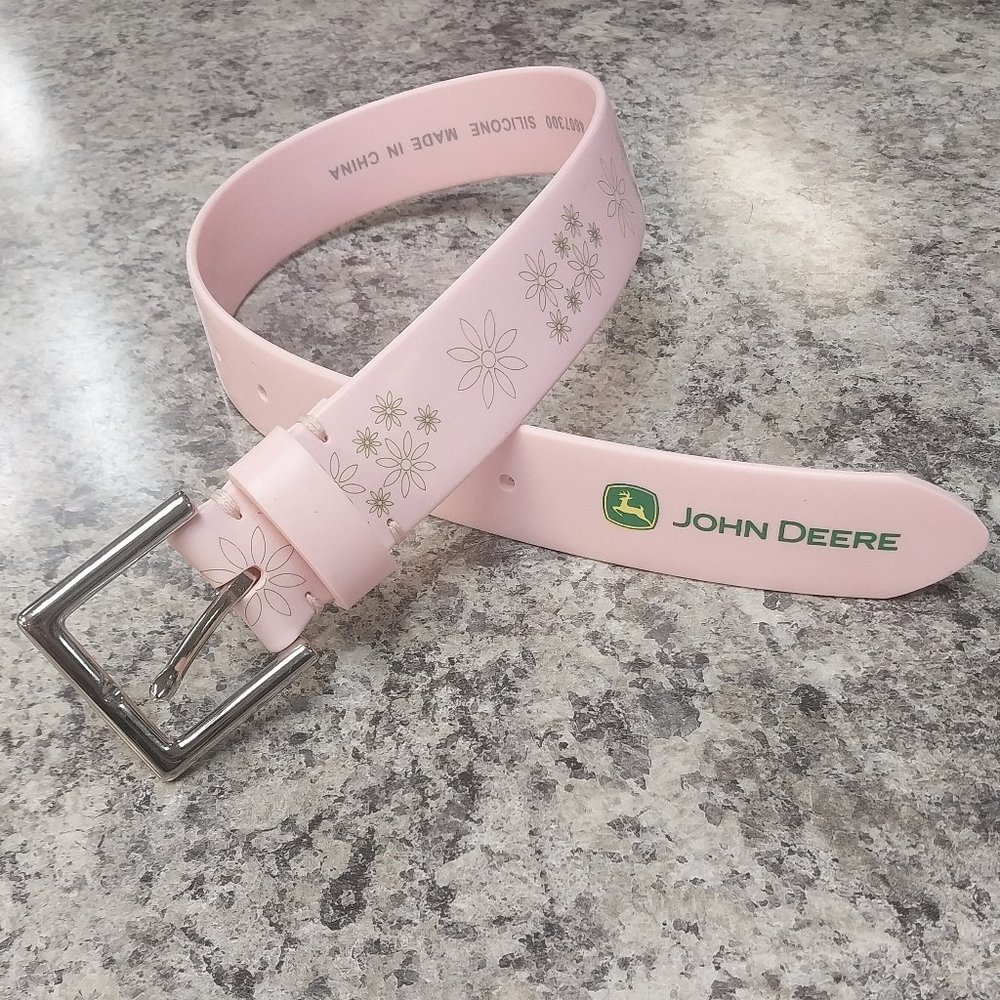 Girl's Gem Dandy John Deere Pink Silicone Belt